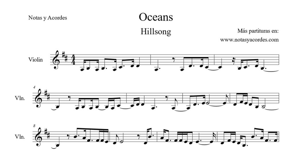 oceans hillsong violin sheet music